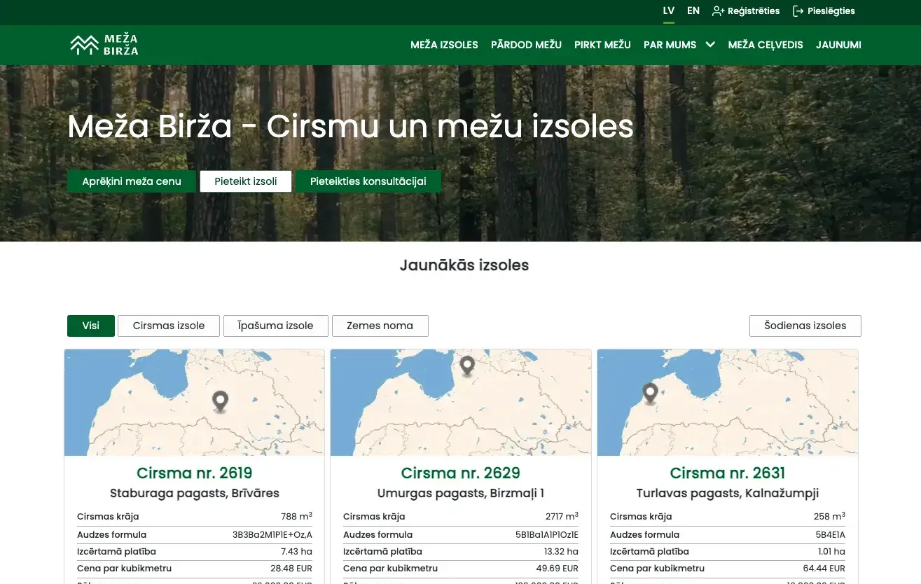 Meža Birža meža cirsmu izsoles portāls