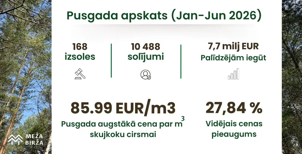 mwža cirsmas pārdošana 2026 apskats Meža Birža