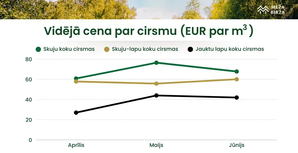 vidējās cirsmu cenas jūnijs
